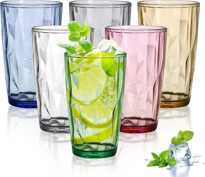 Zdjęcie produktu dla Duże szklanki do picia zestaw 6 szklanek do wody 470 ml Akrylowy kubek o wyglądzie kryształowego szkła