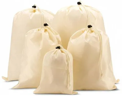Produktbild von Famanu Kofferorganizer Set 5-teilig - Reisebeutel in verschiedenen Größen - Aufbewahrungstaschen mit Zugband - Creme