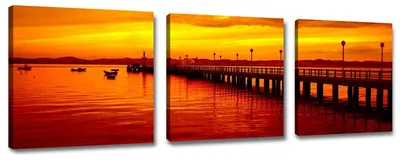 Obrázok produktu pre 4206 Západ slnka v prístave obraz na plátne 3-dielny 150x50 cm
