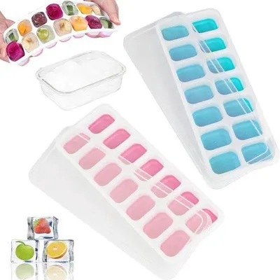 Image de Moule à glaçons en silicone avec couvercle, lot de 2, sain