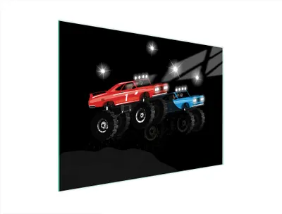 Produktbild von Hygienisches Glas-Schneidebrett 40x30 cm Auto-Design, kratzfest & pflegeleicht