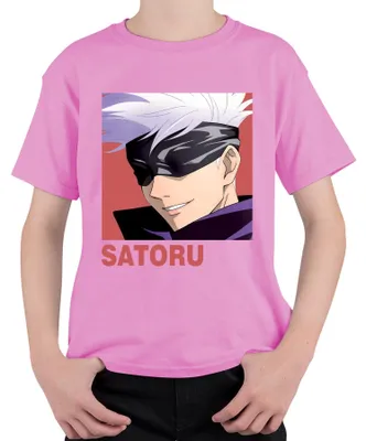 Obrázek produktu pro Jujutsu Kaisen SATORU Gojo Anime Estetika Zavázané oči Dárek pro fanoušky Uni dětské tričko, růžová, 152 cm