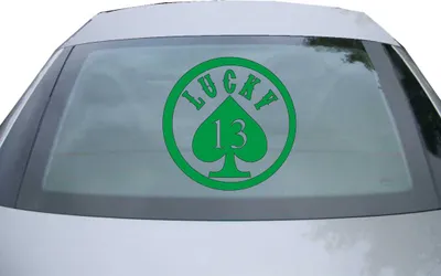 Produktbild von Indigos UG - Aufkleber Heckscheibe & Motorklappe DE2142 - grün - 600x600 mm - Lucky 13 - Auto Scheiben Fenster Heckklappe Tuning Racing JDM - Die cut