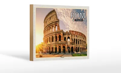 Produktbild von Holzschild Reise Rom Italien Kolosseum Architektur 18x12 cm
