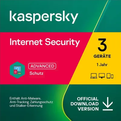 Produktbild von Kaspersky Internet Security 2024 - 2025 | 3 Geräte | 1 Jahr | PC/Mac/Mobile | Aktivierungscode per Email