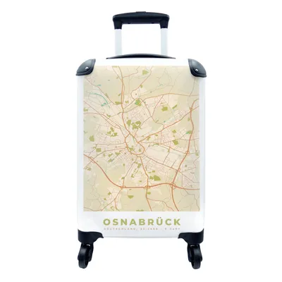 Produktbild von MuchoWow® Koffer Handgepäck Trolley Rollkoffer Kleine Reisekoffer mit 4 Rollen - Osnabrück - Karte - Stadtplan - Vintage - Cabin Size < 55x40x23 cm & 55x40x20 cm - Fotokoffer - Kabinenkoffer - Boardgepäck - Reise-Box - Reisekoffer - Reisegepäck - Koffer mit Bild - Trolley für Kinder
