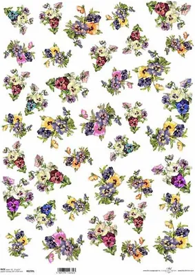 Produktbild von ITD Reispapier Decoupage Bastelpapier A3 Stiefmütterchen Blumen 0299L