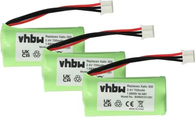 Produktbild von vhbw 3x Akku kompatibel mit Philips DECT TU3315, 215 Trio schnurlos Festnetz Telefon (700 mAh, 2,4 V, NiMH)
