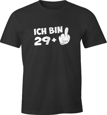Produktbild von Herren T-Shirt Geburtstag Ich bin 29 39 49 +1 Mittelfinger Geschenk für Männer lustiger Spruch MoonWorks® 30 anthrazit M