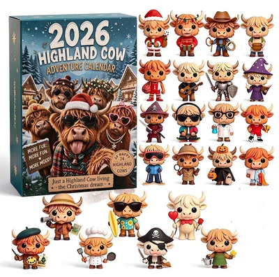 Produktbild von Highland Cow Adventskalender 2026 24pcs 3D Weihnachts Adventskalender