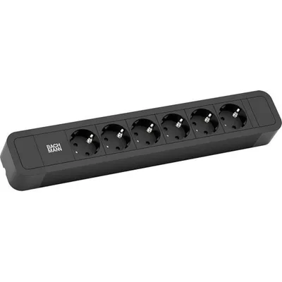 Produktbild von BACHMANN PRIMO2 Steckdosenleiste 6x Schutzkontakt, Aluminium, schwarz, 2 m