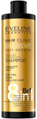 Produktbild von Eveline Cosmetics 8-in-1 Clinic Oleo Expert Haarshampoo zur Wachstumsstimulation, 400 ml