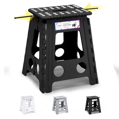 Dyforce Tritthocker Klappbar Klapphocker Faltbar H40cm für Kinder Erwachsene Bade Küchen - Schwarz