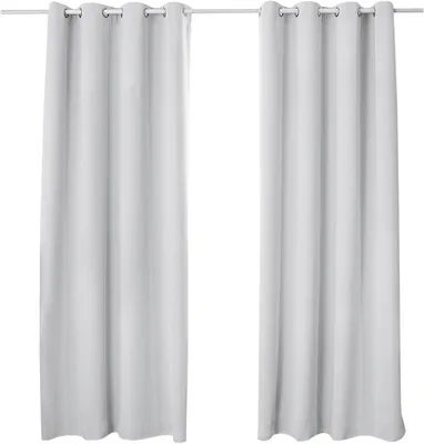 Image de Rideau occultant avec œillets, 135 x 225 cm, gris et blanc, lot de 2 panneaux