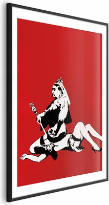 Immagine prodotto di Poster di Banksy: Regina Vittoria 60x90 cm con cornice nera con margine