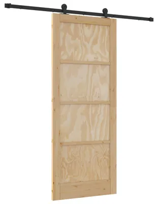 Image de vidaXL Porte coulissante Naturelle et noire 86 x 211 cm