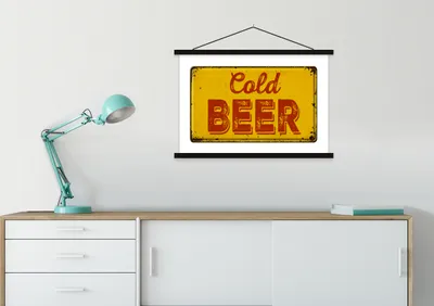 Produktbild von MuchoWow® Textilposter Mancave - Metallschild - Vintage - Zitate 90x60 cm mit schwarzem Rahmen - Aufhängungssatz