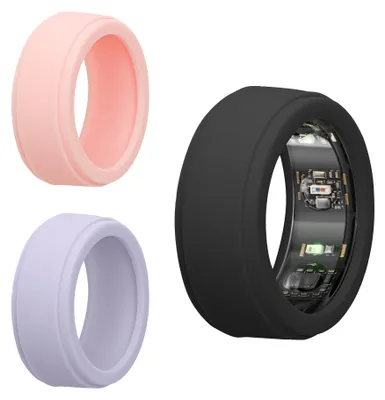 Produktbild von kwmobile 3x Smart Ring Protector kompatibel mit Oura Ring Gen 3 - S size 6 7 8 9 10 Hülle - Weiches Silikon Case - Schutzhülle in Dunkelgrau Lavendel