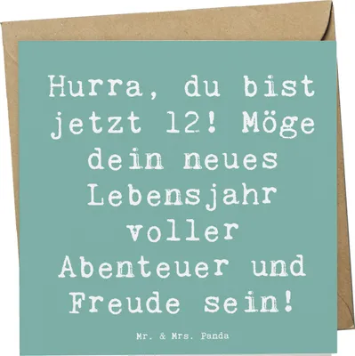 Produktbild von Mr. & Mrs. Panda Grußkarte Spruch 12. Geburtstag - Meeresbrise - Geschenk, Alter, anlasskarte, Meilenstein, Happy Birthday, neues Lebensjahr, Klappkarte, voller Freude