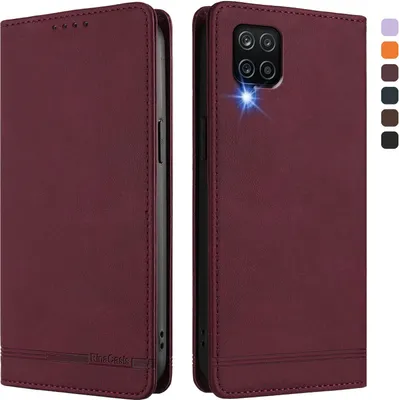 Obrázek produktu pro Pouzdro pro Samsung Galaxy A12, retroPolyuretankožené flip pouzdro s stojánkem a přihrádkami na karty Červený