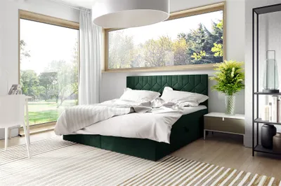 Produktbild von Boxspringbett Schlafzimmerbett 160x220cm LAZARO Nr5 Flaschengrün inkl Bettkasten