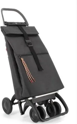 Image de Chariot de courses Rolser Grand Tweed – Chariot pliable 44 L – Cadre en aluminium – 4 roues pivotantes – Noir