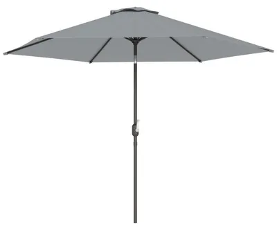 Produktbild von 3 m Sonnenschirm mit Schutzhülle, Outdoor-Marktschirm mit Neigefunktion und Kurbel, Windöffnung, Grau, polyester