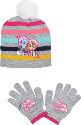 Produktbild von Paw Patrol Skye Everest Kinder Wintermütze plus Handschuhe – Grau / 54