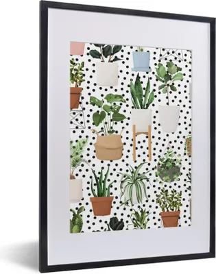 Produktbild von MuchoWow® MuchoWow® Gerahmtes Poster Pflanzen - Zimmerpflanzen - Schwarz - Weiß 30x40 cm - Poster mit zchwarzem Bilderrahmen - Wandposter Schlafzimmer