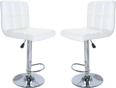 Immagine prodotto di Milani Home - Set Di 2 Sgabelli Da Bar Albergo Hotel Sedia Alta Cucina Con Poggiapiedi Altezza Regolabile Girevole Stile Moderno Di Design Contemporaneo In Pelle finta Ecopelle Comodo, 51x46x95-115.5 - Bianco