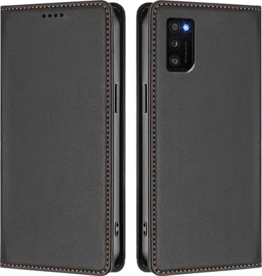 Produktbild von Handyhülle für Samsung Galaxy A41, Kunstleder Klapphülle Stoßfeste Magnetische Hülle mit Ständer Schwarz