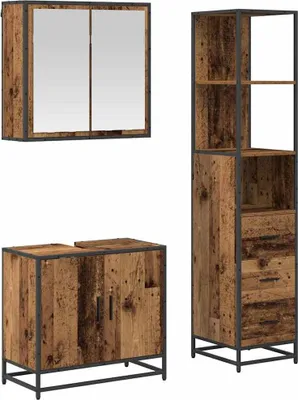 Productafbeelding van vidaXL Badkameraccessoireset, 3 stuks, gerecycled hout, houtvezel