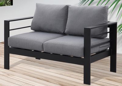 MEXO Loungesofa Gartenmöbel Set 2-Sitzer Gartensofa aus Aluminum Gartenbank für Balkon Terrasse Garten Wetterfest（Tisch nicht enthalten）