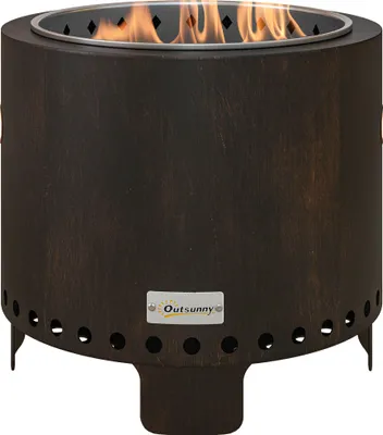 Produktbild von Feuerschale Feuerstelle Feuertonne, wetterbeständig, 45 x 45 x 42 cm, Schwarz + Bronze