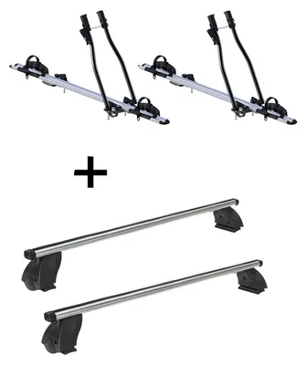 Produktbild von 2x Fahrradträger SAGITTAR + Dachträger K1 PRO Aluminium kompatibel mit für Mercedes CLA Shooting Brake (X117) (5Türer) ab 15