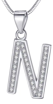 Produktbild von Morella Damen Buchstabenhalskette Halskette und Anhänger Buchstabe N aus 925 Silber rhodiniert 45 cm lang