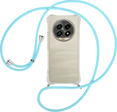Produktbild von Handykette Backcover-Schutzhülle mit Band (Metall silberfarben) für Realme 13 Pro 5G - himmelblau