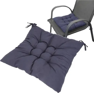 Produktbild von Poduszka Na Krzesło Fotel Taboret Wiązana Pikowana Do Ogródu Na Balkon 40Cm Granatowy