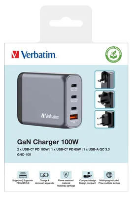 Produktbild von Verbatim GNC-100, Drinnen, AC, 20 V, Schwarz, Grau