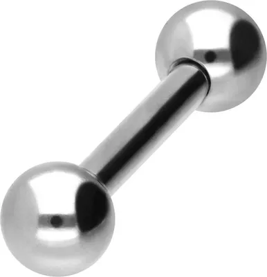 Produktbild von Zungenpiercing, Intim-Piercing Titan Barbell Silber Stablänge: 10mm + Stabstärke: 2mm + Kugelgröße: 5mm