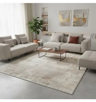 Zdjęcie produktu dla Melis Home Nowoczesne i designerskie dywany Beżowy 80x300 cm Nowoczesny dywan z efektem postarzenia do salonu, miękki, trwały, łatwy w pielęgnacji, 7 mm
