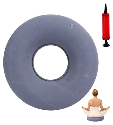 Produktbild von Orthopädischer Sitzring zur Druckentlastung bei Hämorrhoiden | Aufblasbares Steißbeinkissen für Büro und Rollstuhl | Inklusive Luftpumpe | 34 cm Donut Kissen
