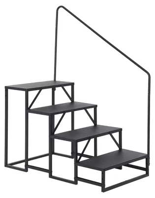 Image de Escalier pour camping-car - Escalier métallique à 4 marches - Avec rampe - Antidérapant - Portable - Pour camping-cars et caravanes