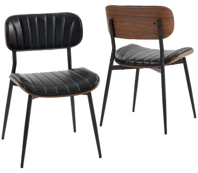 Immagine prodotto di HOMCOM - Set di 2 sedie da pranzo, sedie per la cucina con seduta in ecopelle, colore nero