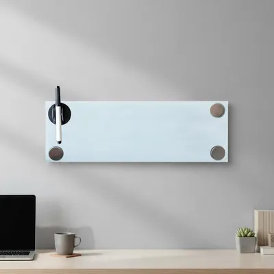 Produktbild von Melko Whiteboard Glastafel mit 3 Magneten Stift Memo Pinnwand - 60x20cm Weiß