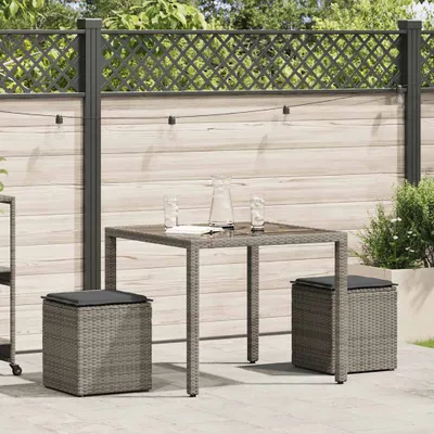 Immagine prodotto di Sgabelli Giardino con Cuscini 2 pz Grigio 40x40x43cm Polyrattan