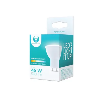 Zdjęcie produktu dla 6x Forever Light GU10 żarówki LED, 7W 570 lumenów żarówki LED, 3000K ciepła biel, kąt wiązki 120° żarówki reflektorowe