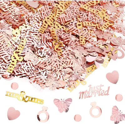 Produktbild von Roségold Hochzeit Herz Konfetti Streudeko Tischdeko Just Married Mr & Mrs 70g