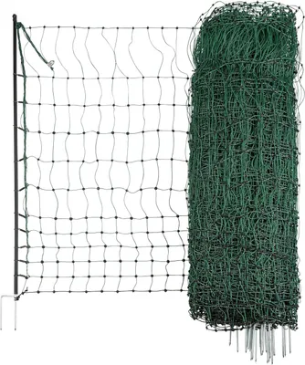 Produktbild von Kerbl Geflügelnetz (E-fähig, 50m x 106cm, 15 Pfähle, Hühner/Gänse) orange 292271