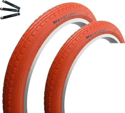 Image de maxxi4you 2 x pneus de vélo HY-145 en rouge 47-355 (18" x 1.75) y compris démonte-pneus maxxi4you